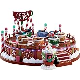 Lemax Spinning Cocoa Cups Ride, Lighted Christmas Village Accessory | 52 Lights Spin &amp; Glow Around the Ride | Polyresin, 11.4 x 11.4 x 6.7 In, Plug-In 4.5V Adaptor | Christmas Village Display