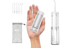 BEZVOI Water Flosser Mini Cordless Portable: 5 Modes Water Dental Floss with Telescopic Water Tank, 6 Tips, IPX7 Waterproof Oral Irrigator for Teeth Cleaning Gums,Orthodontic,Braces Dental Care (White)