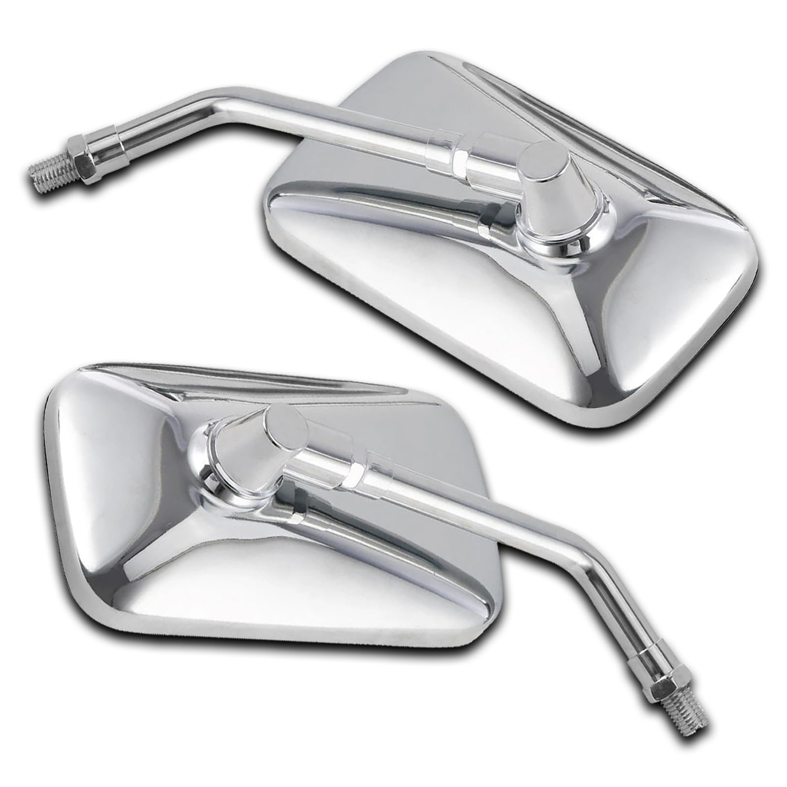 Photo 1 of DREAMIZER 10MM Chrome Motorcycle Mirror Universal Rectangle Motorcycle Rear View Mirrors Compatible for Shadow Magna 750 Spirit 1100 Vulcan VN 500 800 1500 1600 SV650S Scooter Street Bike