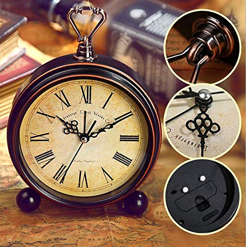 DODXIAOBEUL Vintage Feel 5.25"Desk & Shelf Clocks is Battery Operated-Quiet Country Style Digital Home Furnishings Decorated HD Glass Lens, Easy to Read,for School Office Home Bedside (Black) - Thumbnail 5