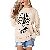 AG AGUU Women X-Ray Skeleton Sweatshirt Halloween Maternity Sweatshirts Crewneck Pullover Pregnancy Announcement Shirts Tops