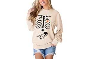 AG AGUU Women X-Ray Skeleton Sweatshirt Halloween Maternity Sweatshirts Crewneck Pullover Pregnancy Announcement Shirts Tops