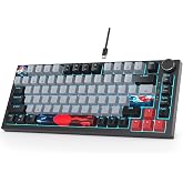 Fogruaden Wired 75% Mechanical Keyboard, Hot Swappable Gasket Mount With Red Switch, RGB Backlit 82 Keys TKL, NKRO Compact Gaming With Knob (Dolch)