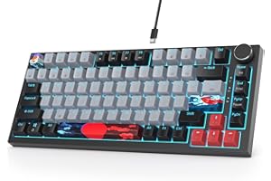 Fogruaden Wired 75% Mechanical Keyboard, Hot Swappable Gasket Mount With Red Switch, RGB Backlit 82 Keys TKL, NKRO Compact Gaming With Knob (Dolch)
