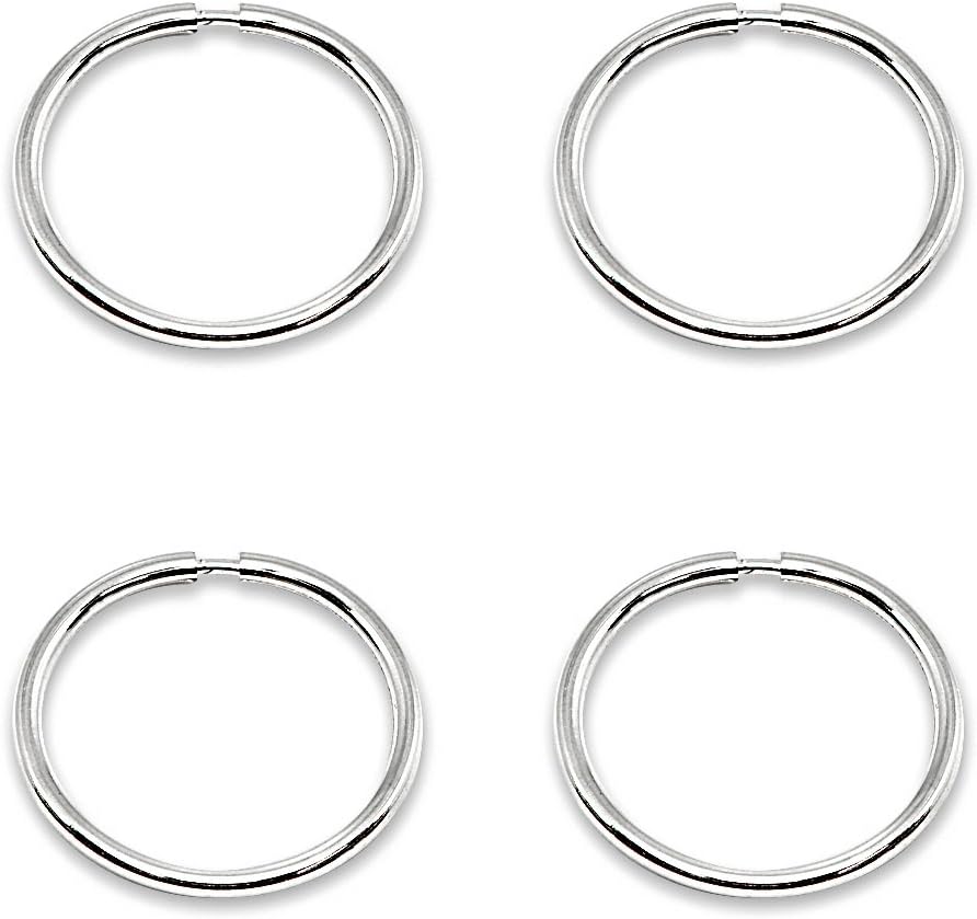 14K Gold Tiny Small Endless 10mm Round Thin Lightweight Unisex Hoop Earrings, Set of 2 Pairs