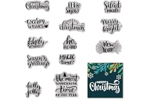 ALIBBON Merry Christmas & New Year Greetings Stamps for Card Making, Decorations, Album & Crafting