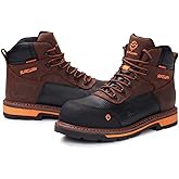 SUREWAY Composite Toe Heavy Duty Waterproof Work Boot, Men’s 6" Welt Oil/Slip Resistant Dual-Density Comfortable Outsole Leather Construction Industrial Safety Lace Up Work Boots - Brown