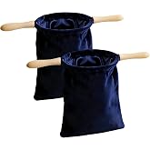 Duuzaoh 2 Pack Royal Blue Church Offering Bags with Wooden Handles, Velvet Tithe Collection Bags with Neat Open Shape and Lined Interior for Worship Service and Church Giving