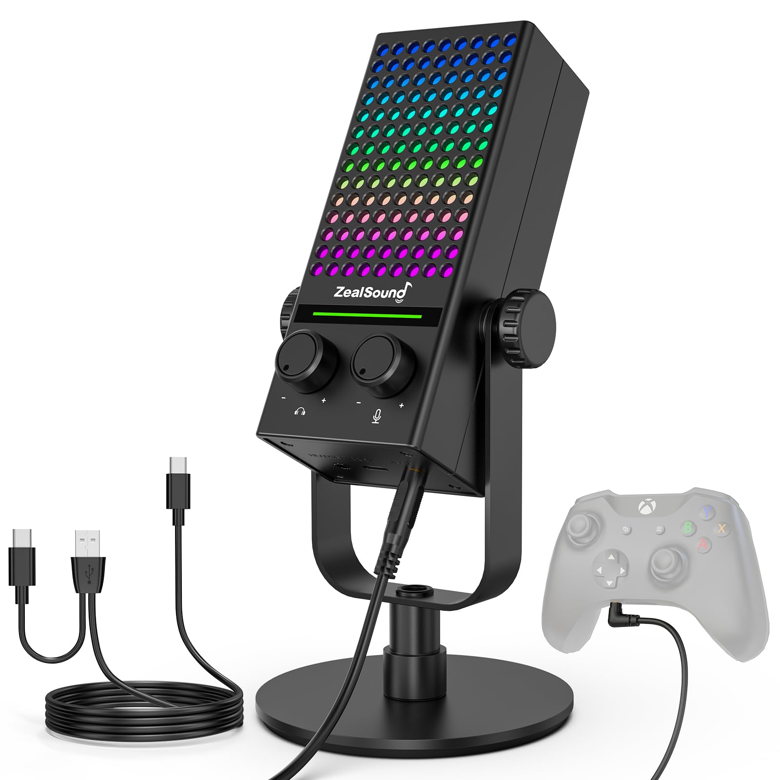 Photo 1 of ZealSound Gaming Microphone for Xbox, PC & Mac, Noise Cancellation Streaming Mic with One Tap Mute, RGB Lighting, Monitoring, Gain Control, Condenser Mic for iPhone, Computer, Podcast, Gamer, YouTube