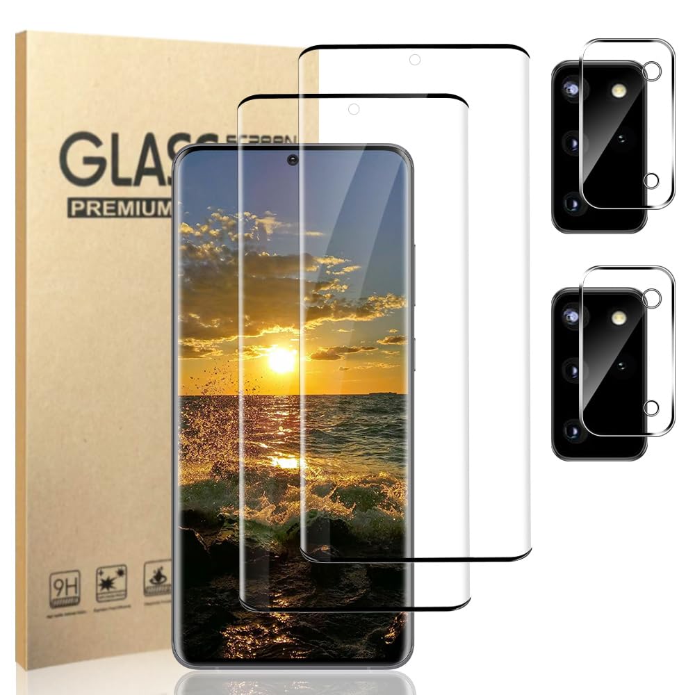 Photo 1 of [2+2 Pack] Galaxy S20 Plus Screen Protector and Camera Lens Protector, 9H Tempered Glass Scratch Resistant, Ultrasonic Fingerprint Support, Easy Installation Bubble Free, 3D HD Clear Film 6.7 Inch
