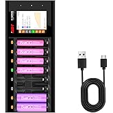 ISDT N8 8-Slots Fast Speed Battery Charger with LCD Display,Type-C QC3.0 Output Rechargeable Battery Charger AA AAA for Ni-MH Li-lon Ni-Cd LiFePO4 Not for 1.5V Lithium