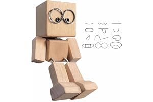 XUSIJAKQ1 Leg Shaking Wooden Doll Figurine Magnetic Faces and Spring Base Action Compact Structure and Light Weight Shaking W