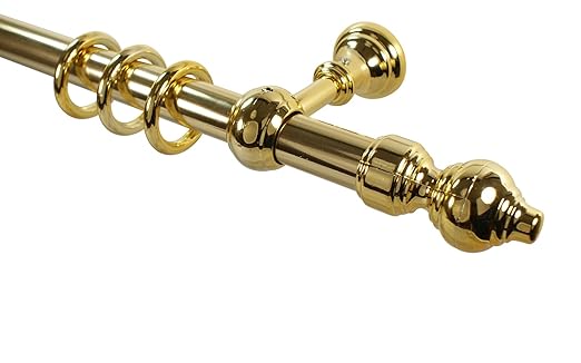 iso-design Gardinenstange Messing aus Metall und Kunststoff mit 28 mm Durchmesser, viele Größen, 300 cm mittig geteilt