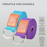 H&S Yoga Straps 1.85m & 2.45m Set Cotton Belt Adjustable Blue view 3