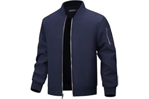 WULFUL Men's Bomber Jacket Lightweight Casual Windbreaker Zip Up Coat with Pocket