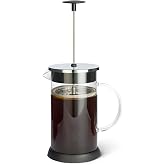 Amazon Basics French Coffee Press, 34 oz., Borosilicate Glass, BPA-Free, Triple Filtration System, Dishwasher-Safe Parts