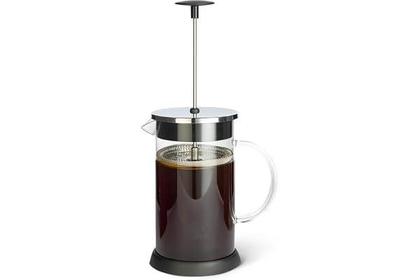 Amazon Basics French Coffee Press, 1L, Borosilicate Glass, BPA-Free, Removable Dishwasher-Safe Parts
