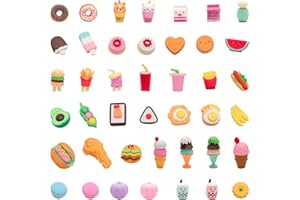 CLOCK KING 42Pcs 3D Food Erasers for Kids, All are Food Styles, Random Desktop Pets Toys Gifts, Mini Puzzle Classroom Rewards, Kids Party Favors Back to School Supplies
