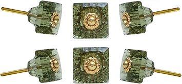 Satz von 6 Schranktürgriffe Mammonia Glass Green Durchmesser 35 mm