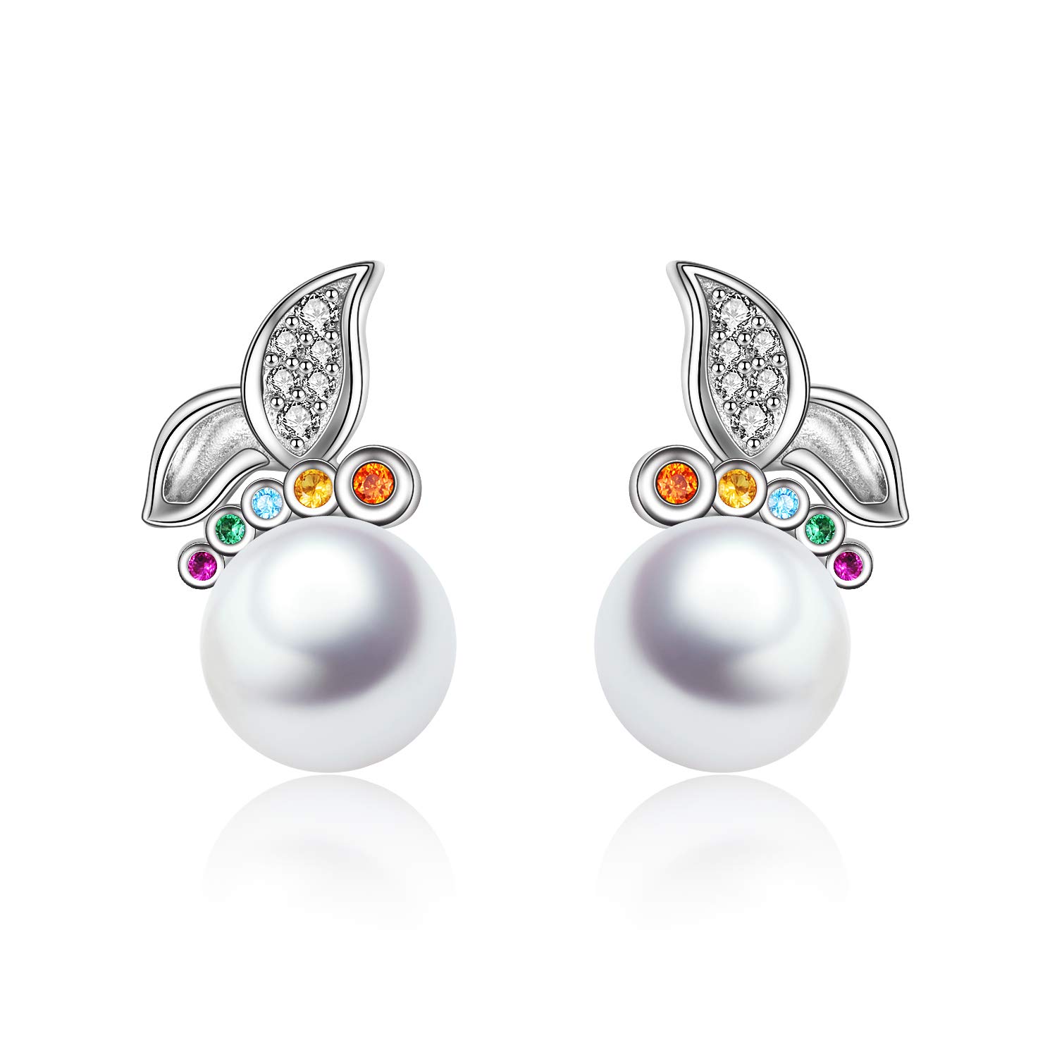 Sterling Silver Pearl Butterfly Earrings Hypoallergenic Stud Earring Anniversary Birthday Jewellery Gifts for Women Mother Friends