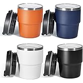 CHLJAR 6 oz Espresso Cup, Ceramic-Lined 18/8 Stainless Steel Coffee Cup With lid for Espresso Machine, Reusable & Stackable Double-Wall Vacuum Insulated Tea Cups, Dishwasher Safe, 4 Pack-4 Colors