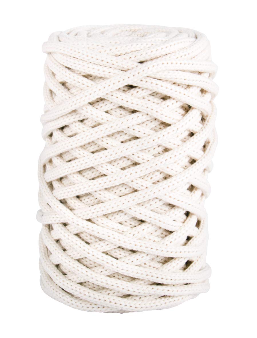 Rayher Braidy Recycling Yarn, Braided, 6mm Ø, Ivory, (250G Ball Of Yarn), Clew approx. 27m, 42011104