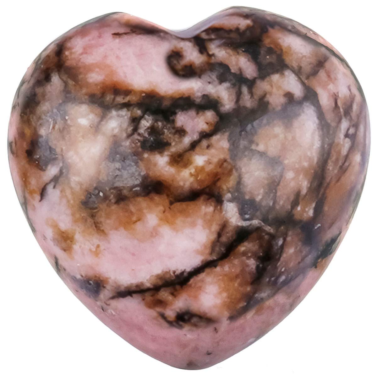 mookaitedecor 4pcs 25mm Natural Rhodonite Heart Shaped Crystal Decorative Worry Stones, Healing Crystal Gift Set, Love Heart Crystal Ornament Pocket Stone Palm Stone Chakra Reiki Desk Decor