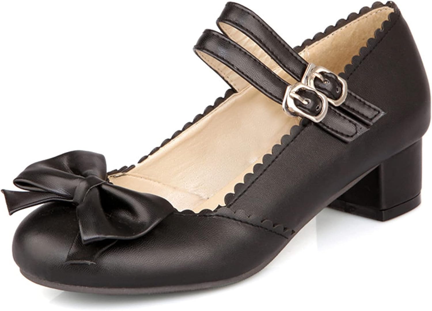 Amazon.com | Women's Retro Mary Jane Double Ankle Strap Thick Block Heel Chunky Platform Pumps 