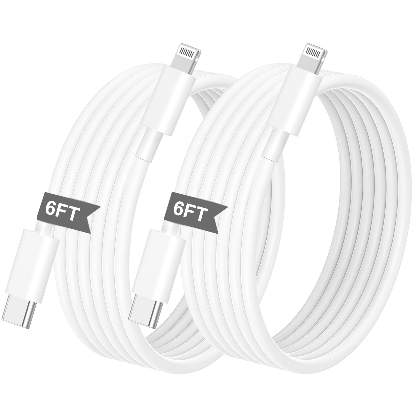 Photo 1 of [MFi Certified] iPhone Fast Charger Cable, 2 Pack 6FT USB C to Lightning Long Cable Power Delivery Type C Charging Cord Compatible with iPhone 14 Pro/14/13 Pro/12 Pro Max/12 Mini/11 Pro/XS/XR/iPad
