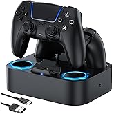LVFAN PS5 Controller Charger Station, Fast Charging Dock for PlayStation 5 Controllers, Dual Controller Charging Stand Replacement for DualSense & DualSense Edge, Black