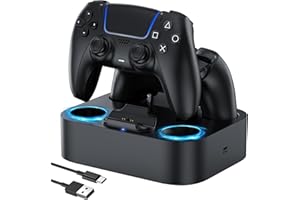 LVFAN PS5 Controller Charger Station, Fast Charging Dock for PlayStation 5 Controllers, Dual Controller Charging Stand Replacement for DualSense & DualSense Edge, Black