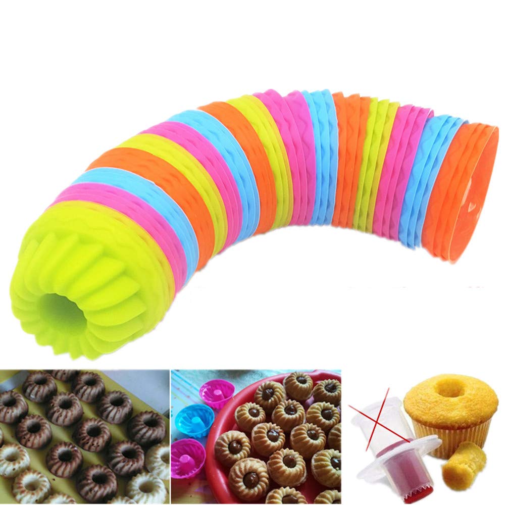 KeepingcooX Silicone Cupcake Cups - Reusable Muffin Tray, Nonstick Donut Mold, Baking Cups,Donut Pan,Jello, Bagel Pan, Oven- Microwave- Dishwasher Safe