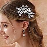 Missgrace Bride Wedding Silver Flower Hair Comb Bridal Headpieces Women Rhinestone Hair Pieces Bridesmaid Side Hair Combs Hair Accessories for Women