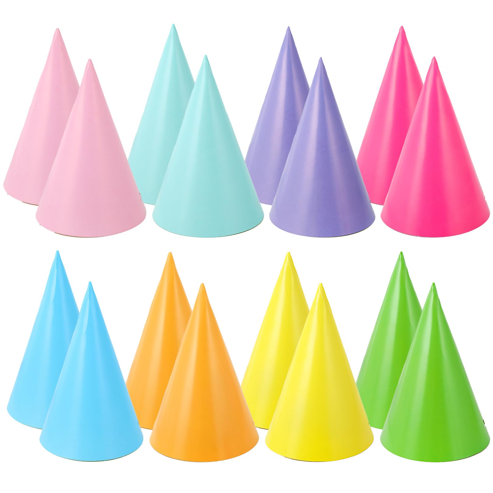 16 Pcs Party Hats for Kids,Adults,Pastel Colorful Cute Cake Cone Paper Crowns with Elastic Rope,Birthday Hat for Boys,Girls Celebrations,Birthdays,Parties Festivals,Photo Prop Decoration,Lightweight