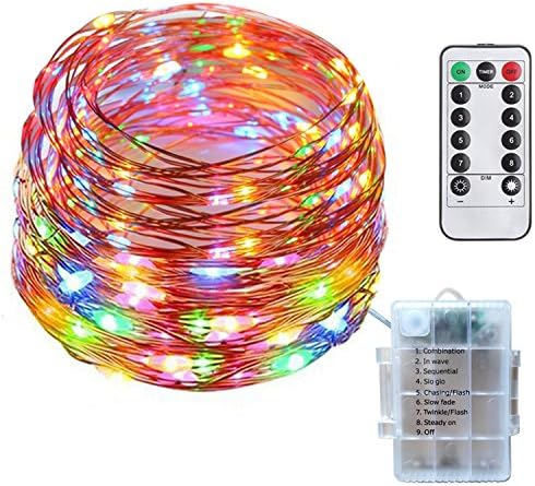Tecland 8 Modes 16.4FT/5M 50 LED Copper Wire String Light, Battery Operated Waterproof Rope Lights for Bedroom, Christmas tree and more.(Multi color)