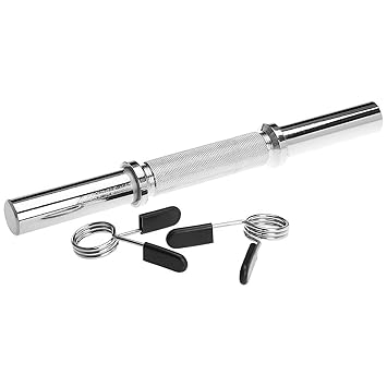GORILLA SPORTS® Kurzhantelstange 35cm x 30mm Chrom Einzeln/Set - Standardnorm gerändelt mit Federverschlüssen