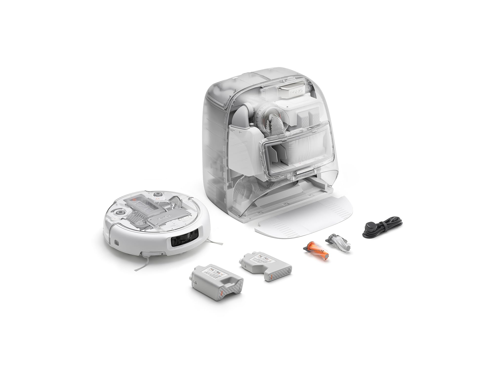 DJI ROMO P Saugroboter mit Wischfunktion, 25.000 Pa Saugkraft, Hinderniserkennung auf Drohnen-Niveau, Anti-Verwicklungsbürste, Selbstreinigende Basisstation, 200 Tage wartungsfrei, Transparent 4