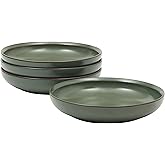 Gibson Elite Beckett 4-Piece 9 Inch Dinner Plate Bowl Set – Reactive Glaze Stoneware – Shallow Serving Pasta Bowls (Blate) – Wide-Rim Round Shape – Microwave & Dishwasher Safe - Green
