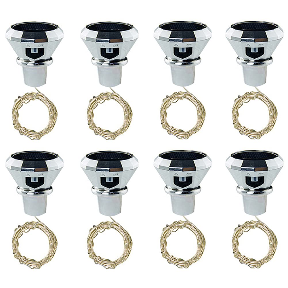 Toifucos Solar Wine Bottle Cork Lights, 8 Pack 20 LEDs Solar String Fairy Lights Outdoor Waterproof Solar Diamond Bottle Lights for Wedding Holiday Garden Patio Pathway Outdoor Decor (3 Color)