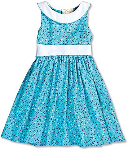 Rosalina Little Girl's Blue Dot Print Dress w/Collar &amp; Sash 2T