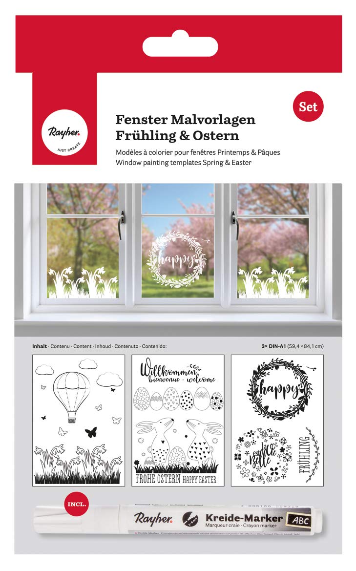 Rayher Window Painting templates Spring&Easter, Black, 1 Set