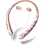 Bluenin Bluetooth Headphones Hi-Fi Stereo Neckband Wireless Headset Retractable Earbuds with Mic(16 Hours Play Time, Bluetooth 4.1, Sweatproof)-2017 Upgraded Version (Rose Gold)