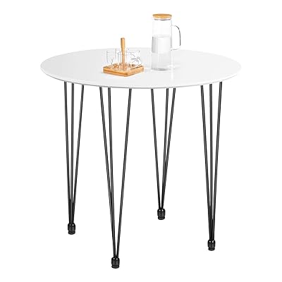 Kealive Round Dining Table, Wood White Coffee Compact Size