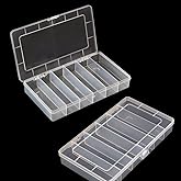 Vidifor 2 Pack 6 Grids Tackle Box Organizer Mascara Brushes Container Fishing Tackle Tray Box Plastic Storage Organizer Container for Crafts, Beads Earrings, Screws, Nail, Pins
