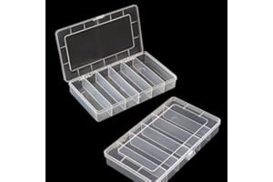 Vidifor 2 Pack 6 Grids Tackle Box Organizer Mascara Brushes Container Fishing Tackle Tray Box Plastic Storage Organizer Container for Crafts, Beads Earrings, Screws, Nail, Pins