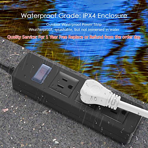 CCCEI 6 FT Outdoor Power Strip Weatherproof, Waterproof 6Foot Indoor