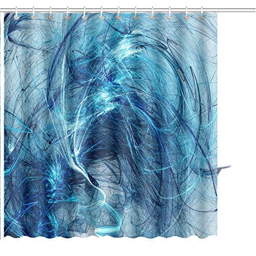 MuaToo Shower Curtain abstract colour backdrop wallpaper on white background Art Print Polyester Fabric Bathroom Decor Sets with Hooks 72 x 84 Inches, Blue