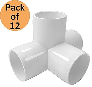 SELLERS360 4Way 1/2 in Tee PVC Fitting Elbow - Build Heavy Duty PVC Furniture - PVC Half inch Elbow Fittings [Pack of 12]