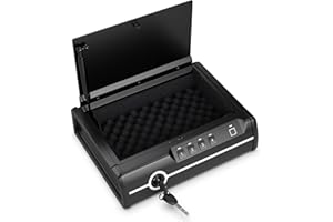 Goplus Gun Safe for 2 Pistols, DOJ Approved Pistol Safe, Biometric Fingerprint Lock & Password & Backup Keys for Quick Access