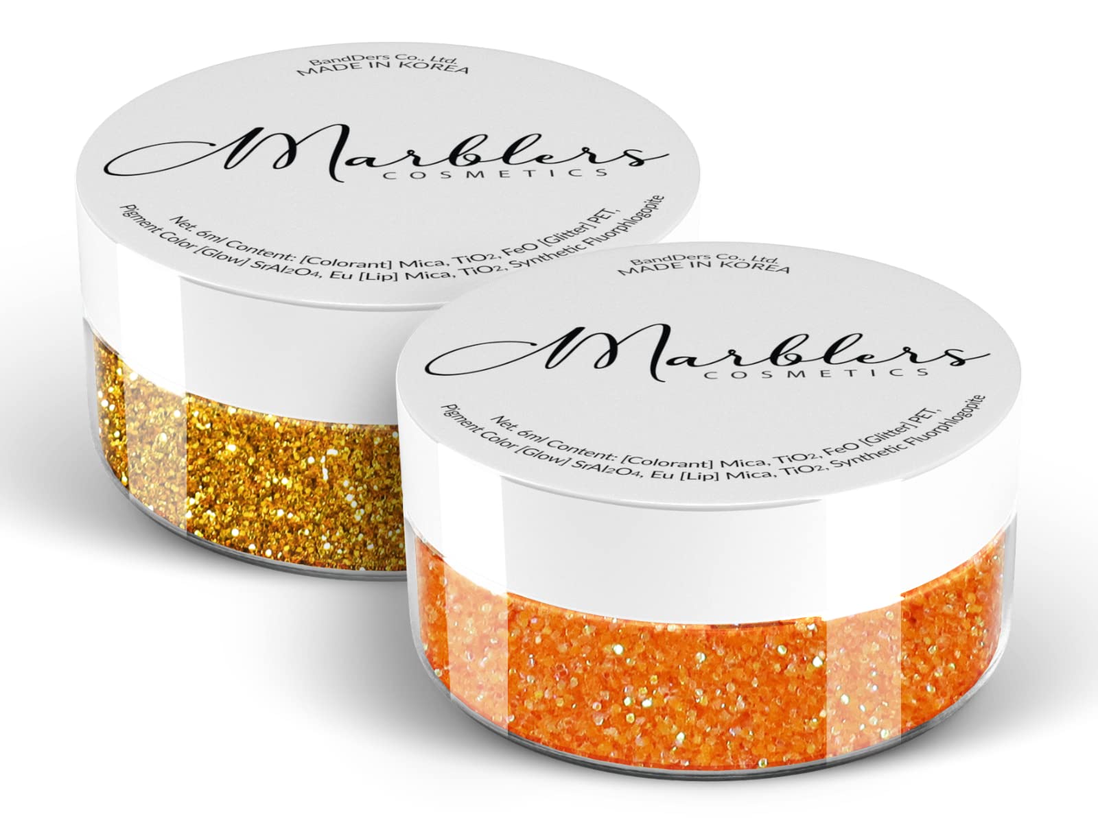 MARBLERS Cosmetic Grade Fine Glitter Duo [Honey Gold & Rainbow Orange] 0.36oz (10g) | Non-Toxic | Vegan | Cruelty-Free | Eyeshadow, Nail Polish, Nail Art | Festival, Rave & Party Makeup | Body & Face — image 1